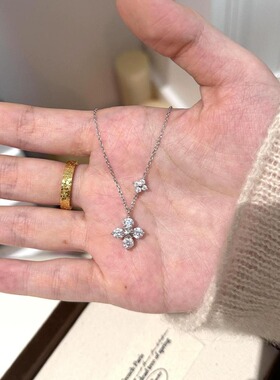 「双生四叶草」银色项链女轻奢小众设计高级感锁骨链生日礼物
