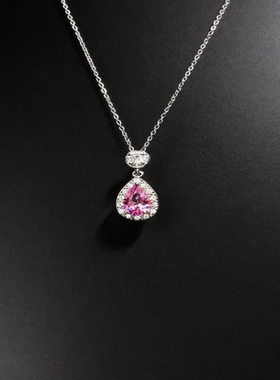 粉色水滴粉钻吊坠项链女高级感小众气质设计感2025新款爆款锁骨链