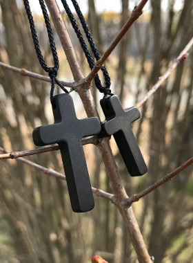 义树家·正品珍惜紫光檀乌木十字架小巧吊坠项链简约时尚百搭饰品