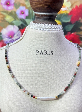 新款甜酷多元素亚克力字母圆珠链条项饰撞色米珠蘑菇串珠蝴蝶项