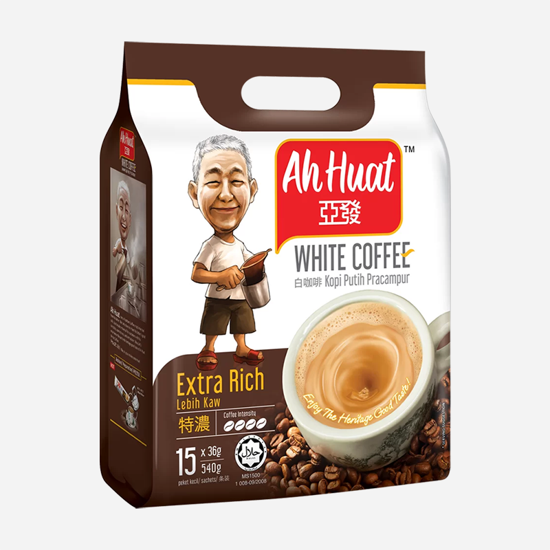 马来西亚进口 ahhuat亚发白咖啡粉特浓速溶三合一540g15条装 - 图2