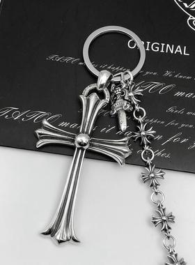 尅罗伈潮十字花球S扣包链潮个性复古十字架泰银裤链包挂链