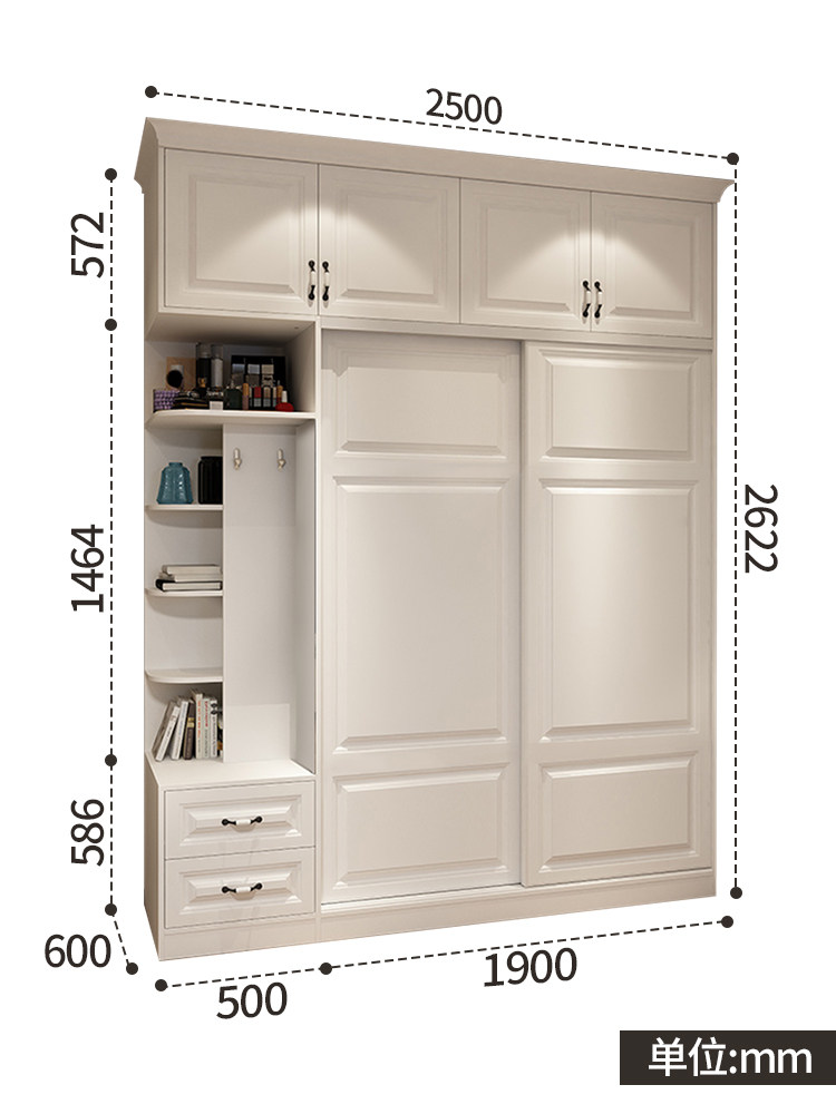 现代简约组合衣柜可定制推拉门白色欧式模压衣柜组合一门到顶衣柜 - 图2