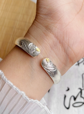 航达银匠心经莲花足银999手镯