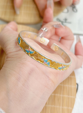 足银9999描金珐琅彩手镯