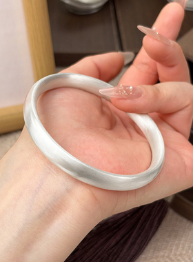 航达银匠 正品素圈泥鳅背足银999实心闭口银手镯男女款轮胎银镯子