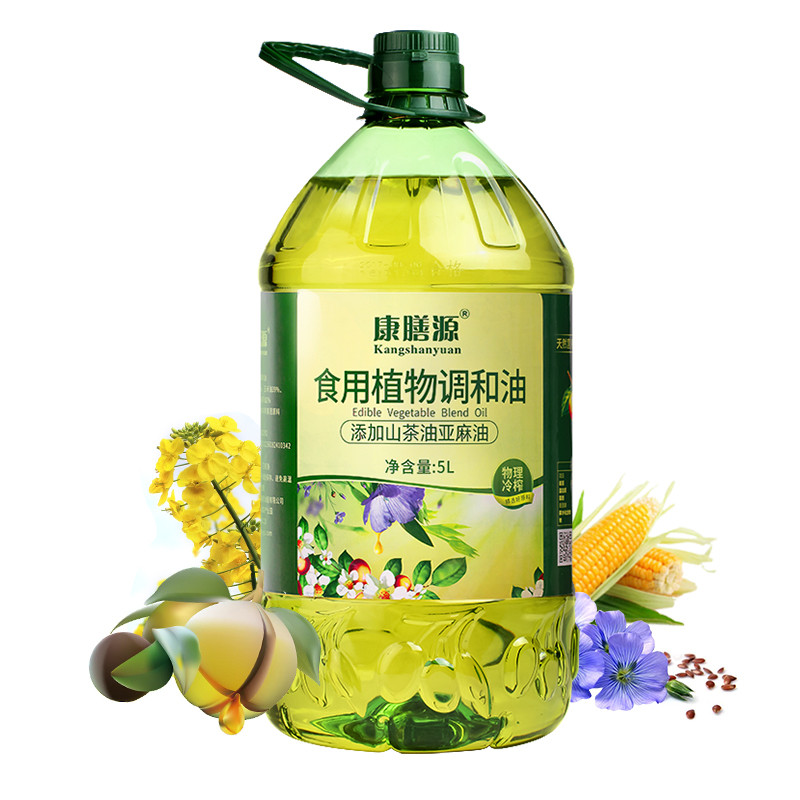 康膳源10%亚麻籽油食用调和油5L色拉油营养家用大桶植物调和油-图0