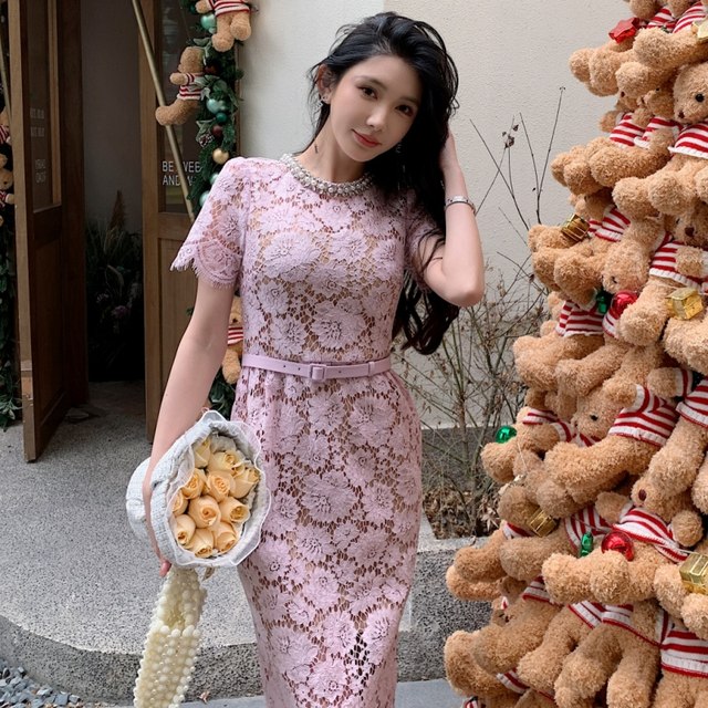 Beautiful pink and purple lace dress