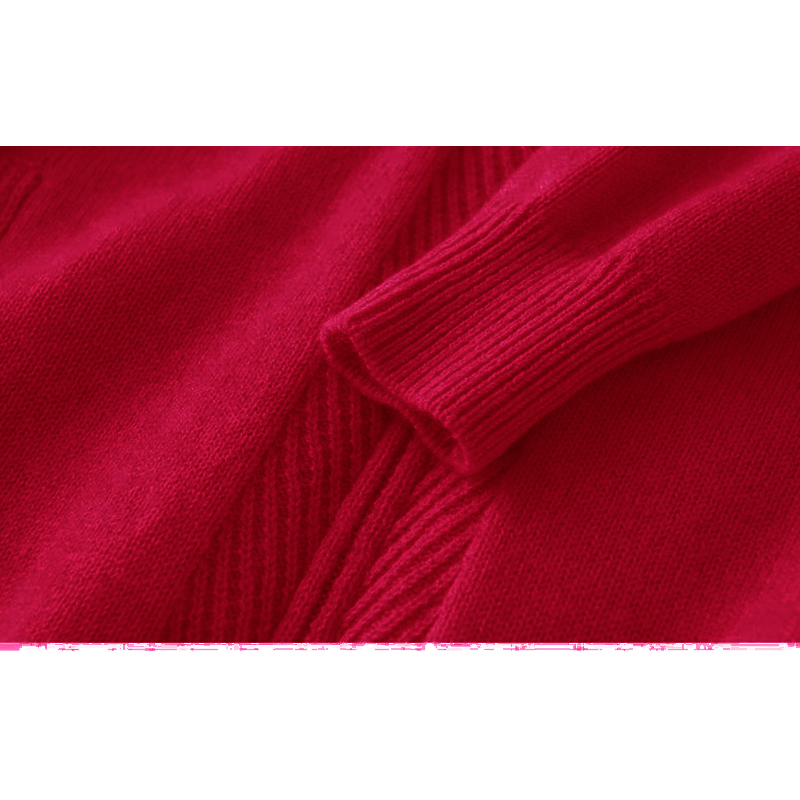 给足你气质!纯羊绒连帽长袖针织开衫女宽松纯色带帽外套上衣 - 图0