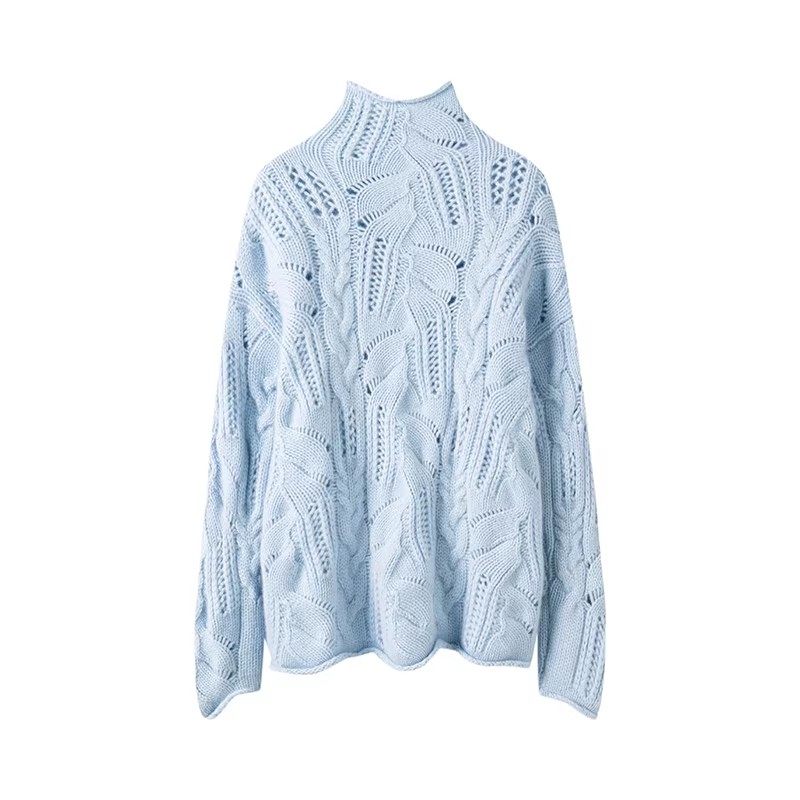 萨琪尼官方正品！100%纯山羊绒衫女镂空秋冬半高领时尚纯色针织衫,淘宝优惠券,粉丝福利购,淘宝优惠卷