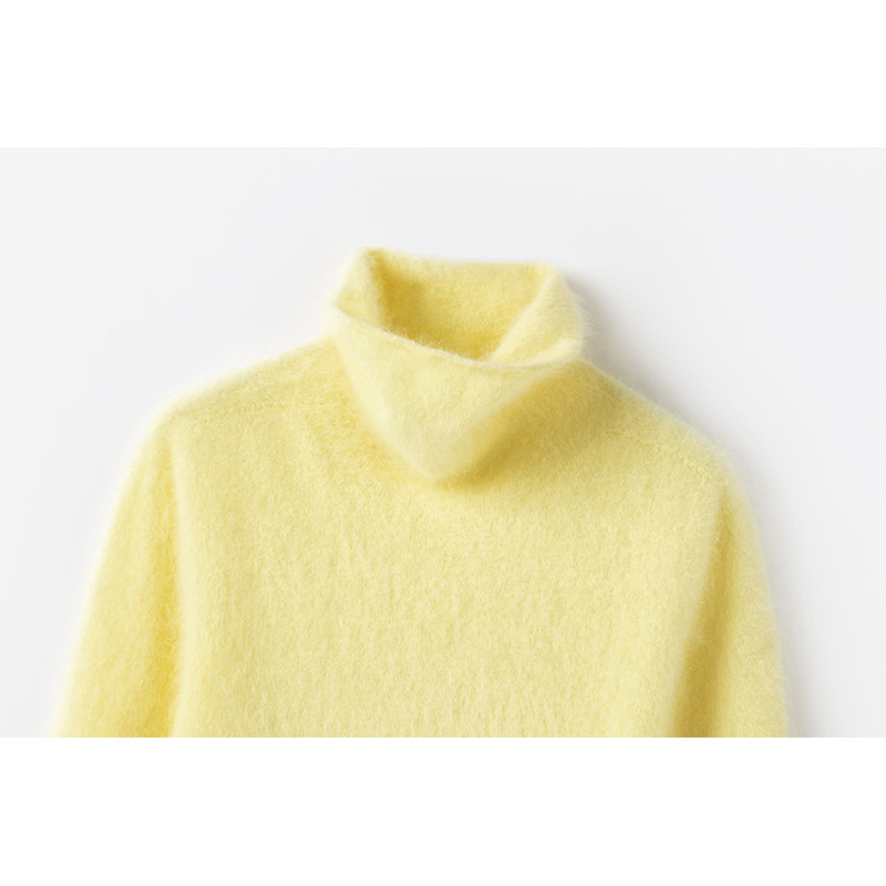 SAQINI自制  金灿灿拉毛羊绒毛衣｜100%山羊绒打底衫女,淘宝优惠券,粉丝福利购,淘宝优惠卷