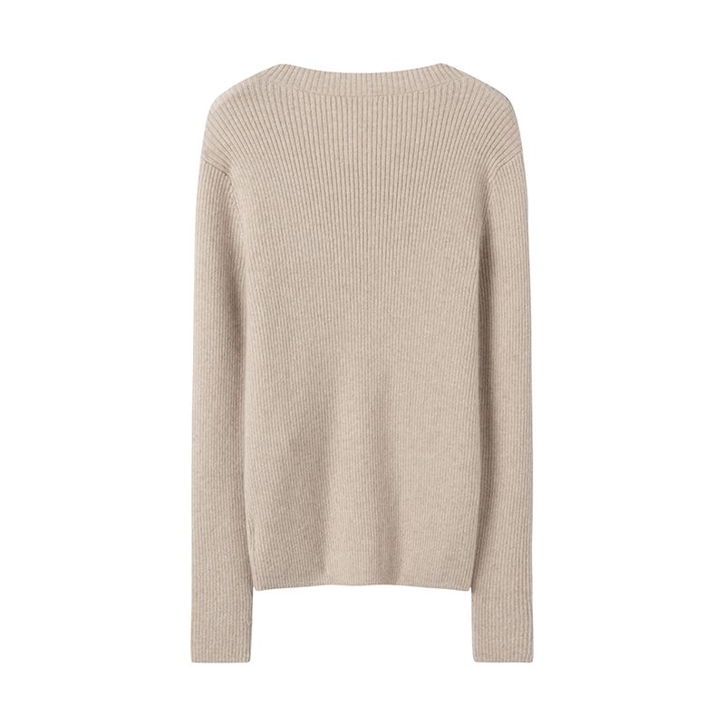 闲庭信步的气质～交叉领纯山羊绒衫女纯羊绒毛衣针织衫打底衫秋冬