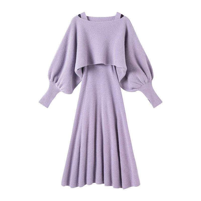 浪漫仙女~可斜肩一字领羊绒衫女纯羊绒毛衣长款吊带连衣裙子套装,淘宝优惠券,粉丝福利购,淘宝优惠卷