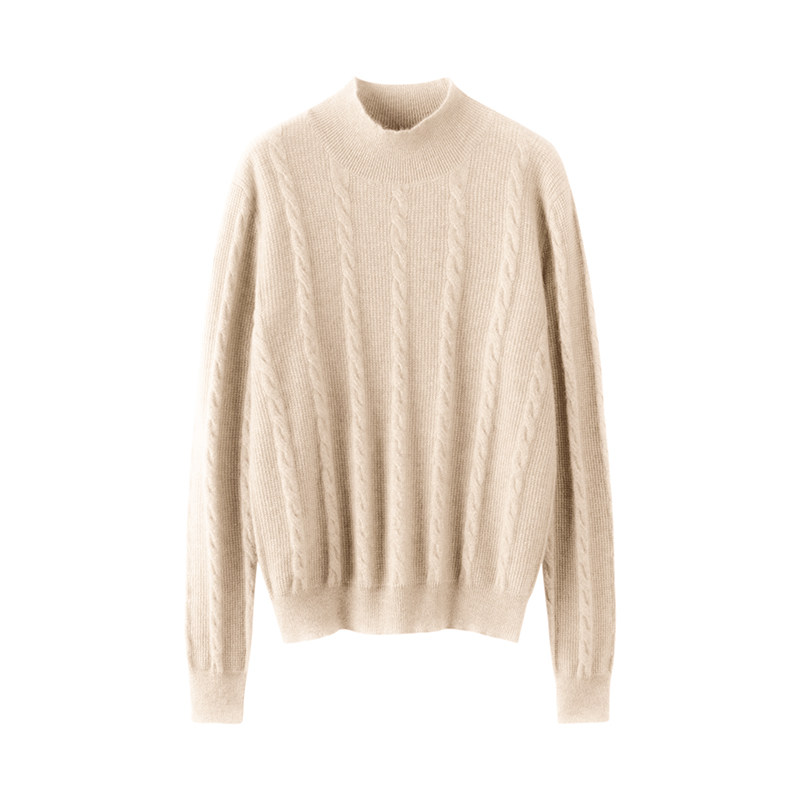 chao好穿的一件！100纯山羊绒衫女半高领秋冬小麻花针织打底毛衣,淘宝优惠券,粉丝福利购,淘宝优惠卷