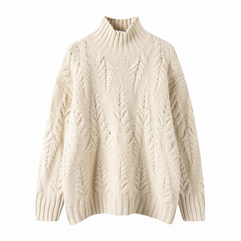 上身太气质！100羊绒衫女半高领加厚羊绒打底衫套头绞花毛衣,淘宝优惠券,粉丝福利购,淘宝优惠卷