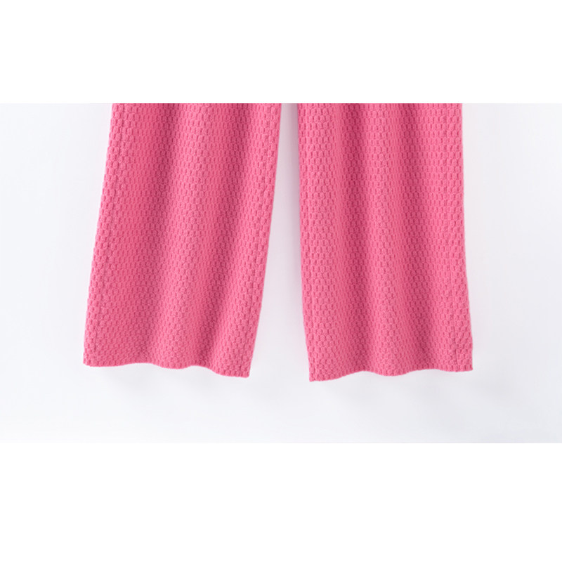 加厚大克重菠萝针绸缎领羊绒衫女一字肩纯羊绒毛衣直筒阔腿裤套装,淘宝优惠券,粉丝福利购,淘宝优惠卷