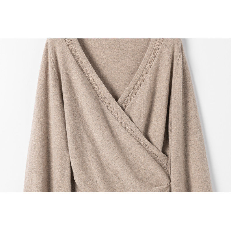 艺术感版型~灯笼袖毛衣女2025新款交叉V领长袖气质宽松针织上衣,淘宝优惠券,粉丝福利购,淘宝优惠卷