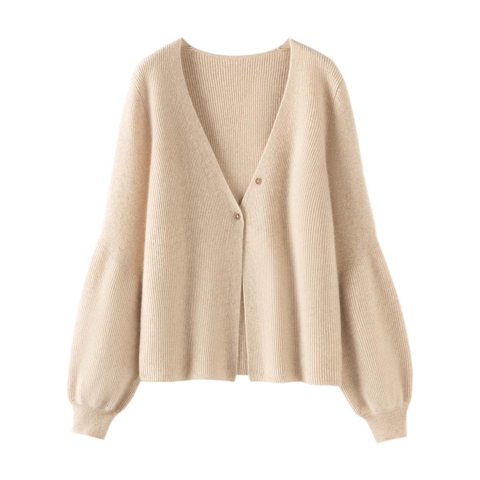 高光时刻的版型！加厚V领羊绒开衫灯笼袖纯羊绒毛衣针织开衫外套