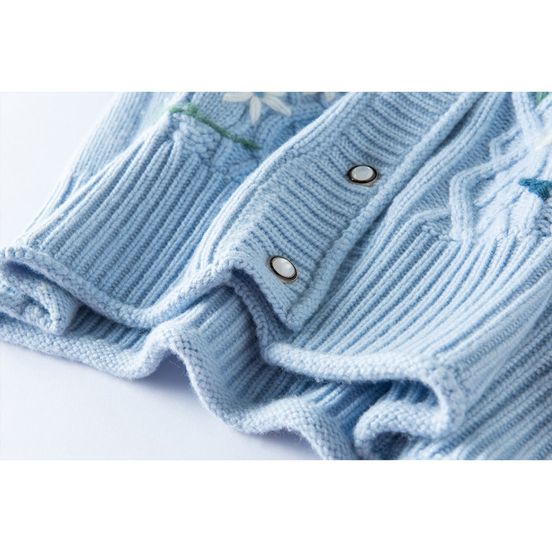 清新甜美风！山羊绒刺绣麻花豆豆毛衣女冬季加厚宝石扣开衫外套,淘宝优惠券,粉丝福利购,淘宝优惠卷