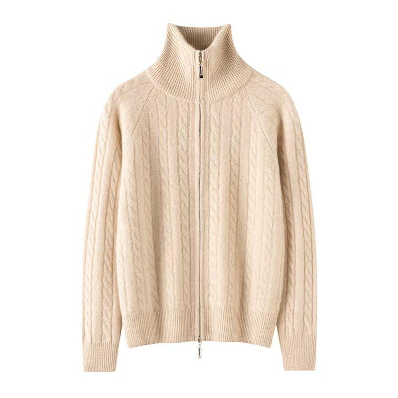 实力重磅款！拉链半高领外穿绞花毛衣针织衫加厚100纯羊绒开衫女,淘宝优惠券,粉丝福利购,淘宝优惠卷