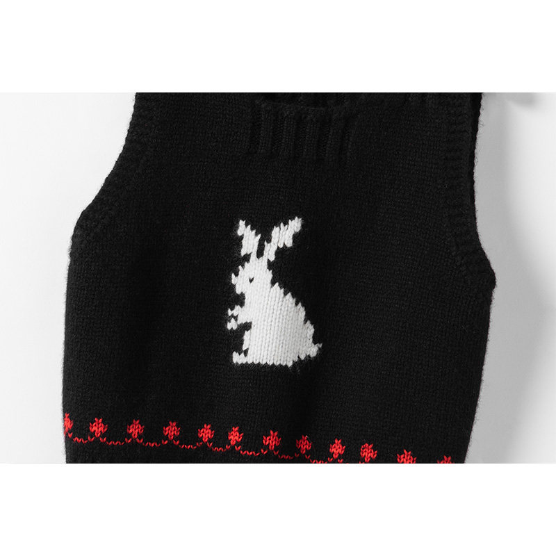 狂爱品质感~新款小白兔纯羊绒黑色针织衫圆领套头背心马甲女,淘宝优惠券,粉丝福利购,淘宝优惠卷