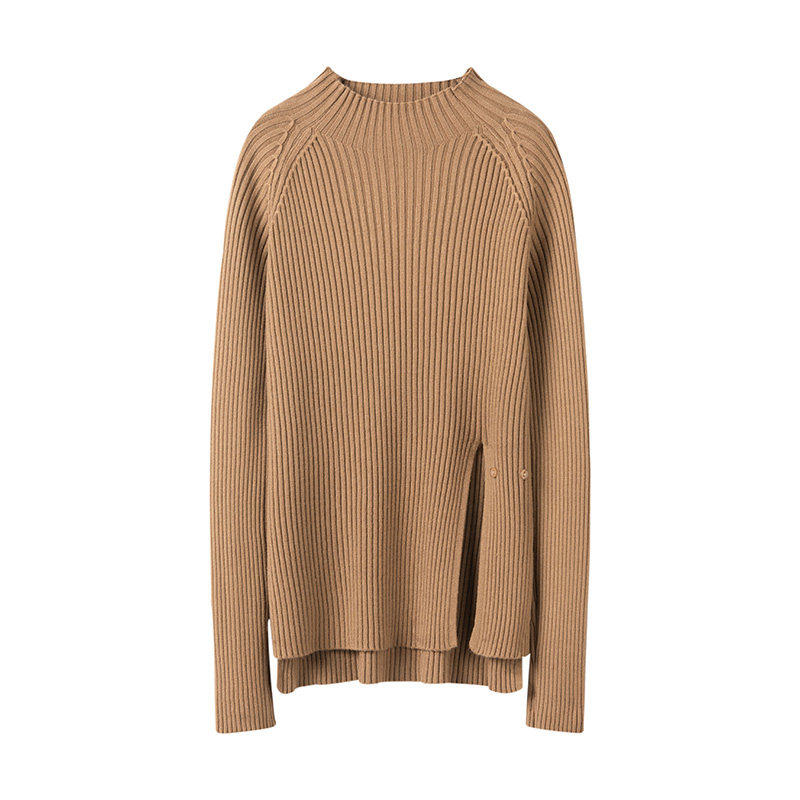 温柔气质~半高领开叉设计感100%纯山羊绒针织毛衣女打底衫内搭冬,淘宝优惠券,粉丝福利购,淘宝优惠卷