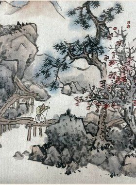 明代蓝瑛山水画册12页微喷复制画