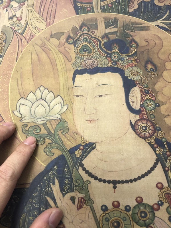 明 王勤 等觉位十地菩萨像绢本 仿古佛像工笔画像临摹学习装饰画