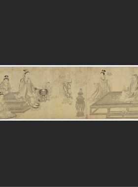 李公麟维摩演教图白描人物画芯古代人物国画古画真迹高清复制绢本