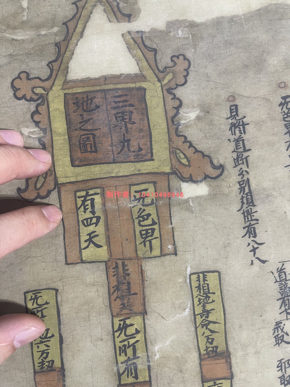 名画复制品复刻敦煌彩绘三界九地之图佛画国画艺术微喷临摹装饰画-图0