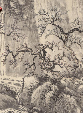 王翚观梅图清四王传统山水瀑布图