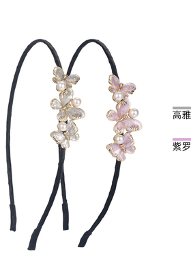 aiqila高级感发箍网红蝴蝶仿珍珠