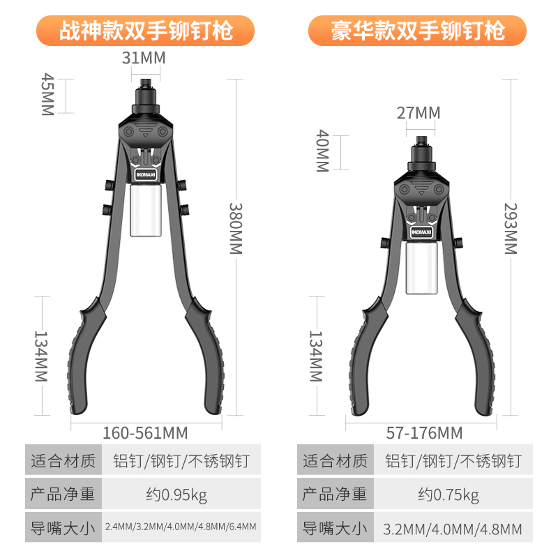 铆钉枪手动柳钉拉钉枪家用半自动钉拉铆枪工业级铆钉机工具打钉器 - 图2