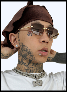 欧美简约无框太阳镜花纹切片