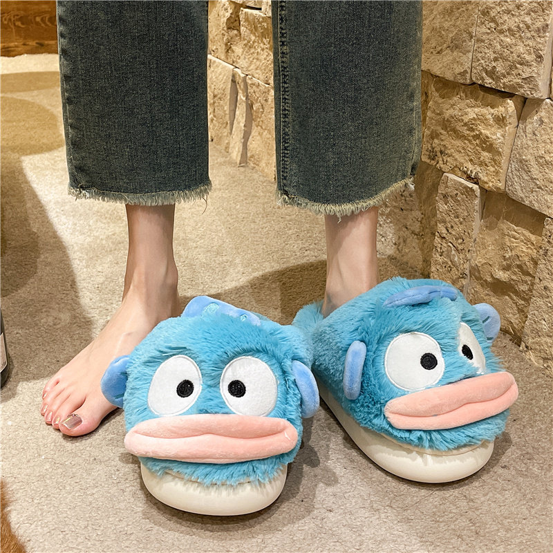 冬季棉拖鞋女可爱小丑鱼室内居家毛绒保暖踩屎感厚底防滑包头拖鞋,淘宝优惠券,粉丝福利购,淘宝优惠卷