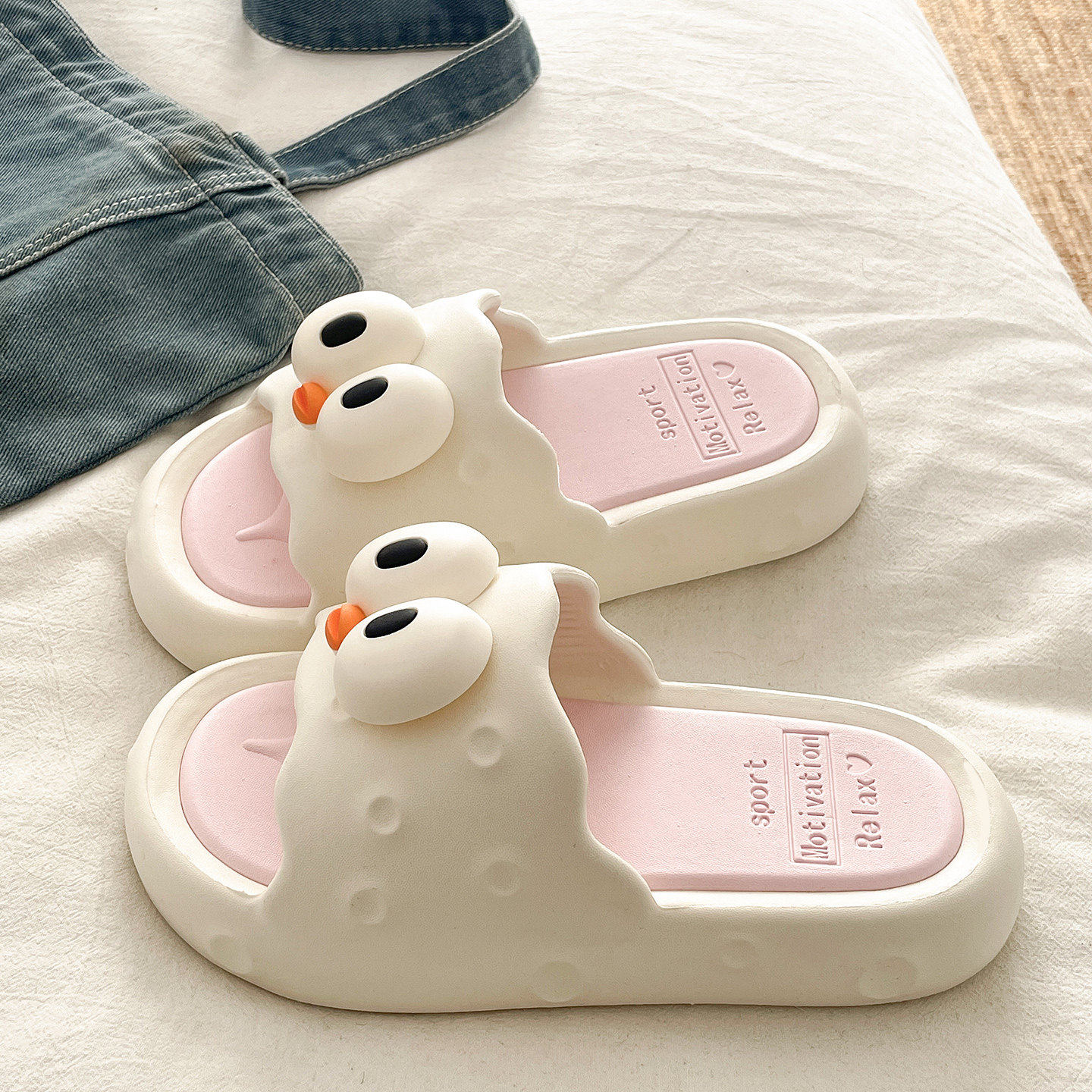 可爱大眼睛凉拖鞋女夏季外穿家居2026新款学生宿舍防滑厚底一字拖,淘宝优惠券,粉丝福利购,淘宝优惠卷