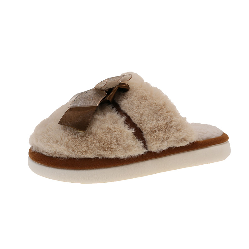 少女心甜美蝴蝶结毛毛拖鞋女冬季毛绒保暖室内居家防滑包头棉拖鞋,淘宝优惠券,粉丝福利购,淘宝优惠卷