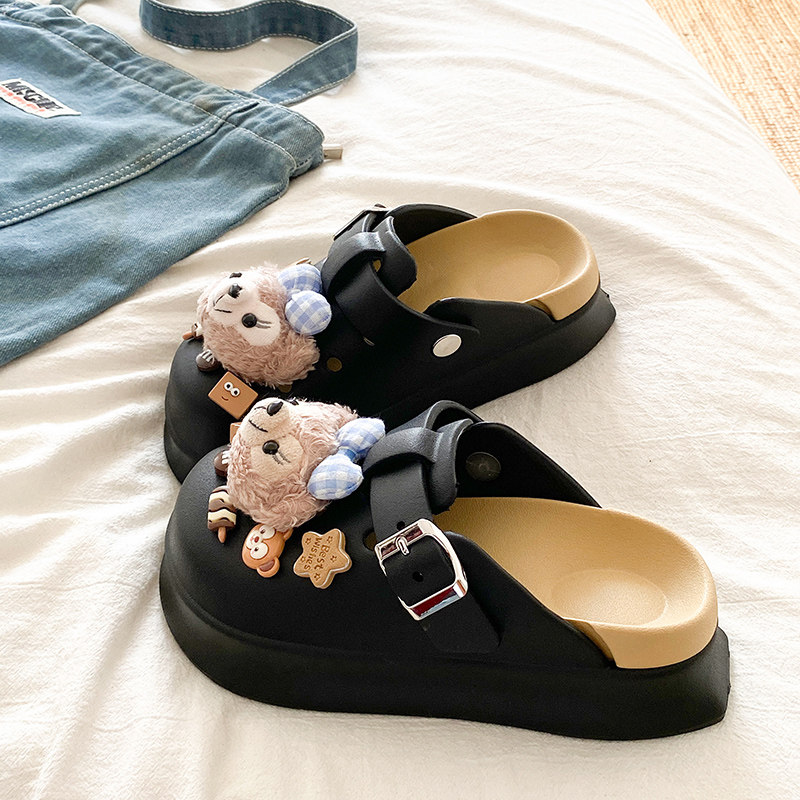 厚底洞洞鞋女款夏季可爱小熊防滑EVA学生沙滩外穿包头勃肯凉拖鞋,淘宝优惠券,粉丝福利购,淘宝优惠卷