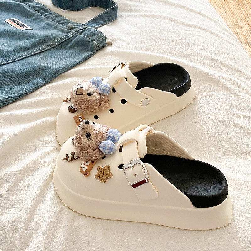 厚底洞洞鞋女款夏季可爱小熊防滑EVA学生沙滩外穿包头勃肯凉拖鞋,淘宝优惠券,粉丝福利购,淘宝优惠卷