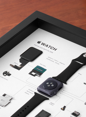 iwatch1苹果手表初代拆解标本装裱画 收藏摆件礼物立体装饰画框