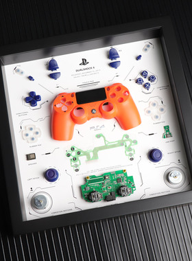PS4游戏机手柄零件拆解装饰画框 艺术收藏创意男生礼品桌搭