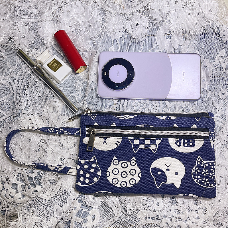 印花帆布钱包零钱包长款长方形手机手拿包百元钞票存折护照收纳袋,淘宝优惠券,粉丝福利购,淘宝优惠卷