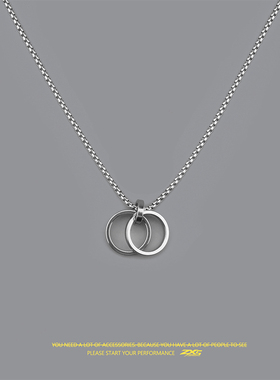 双环钛钢男士戒指情侣吊坠情侣