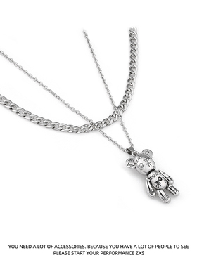 原创新款小熊叠戴双层潮流项链