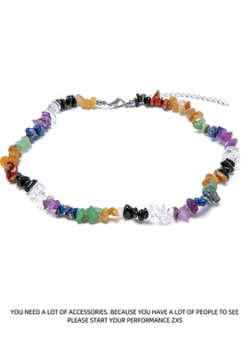 不规则彩色水晶天然石项链