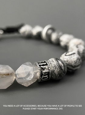 暗黑混搭切面天然石手串