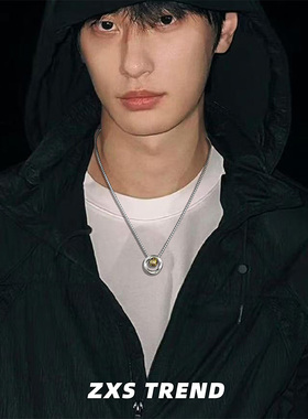ZXS TREND 复古莫比乌斯环项链男潮转运珠吊坠百搭小众设计毛衣链