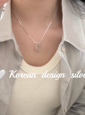 韩版ins风设计银饰品 S925纯银简约镂空圈圈项链小众高级感蛇骨链