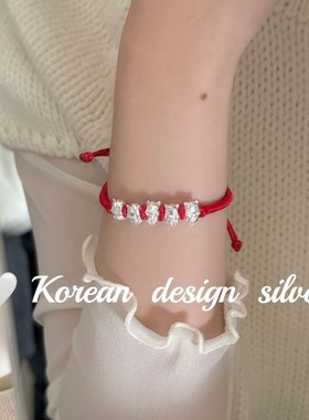 2026年新款中式手工编织999足银五福小龙红绳手链显白叠戴百搭女