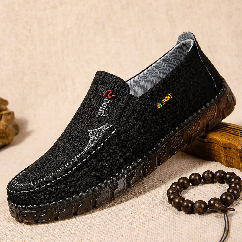 老北京布鞋男春夏秋季帆布鞋牛筋软底防滑透气爸爸休闲单鞋一脚蹬,淘宝优惠券,粉丝福利购,淘宝优惠卷